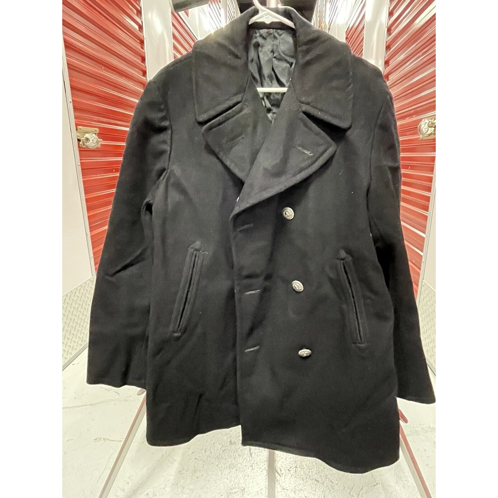 Pre Owned Vintage Enlisted Military Peacoat Blue 100% Wool Authentic 38l